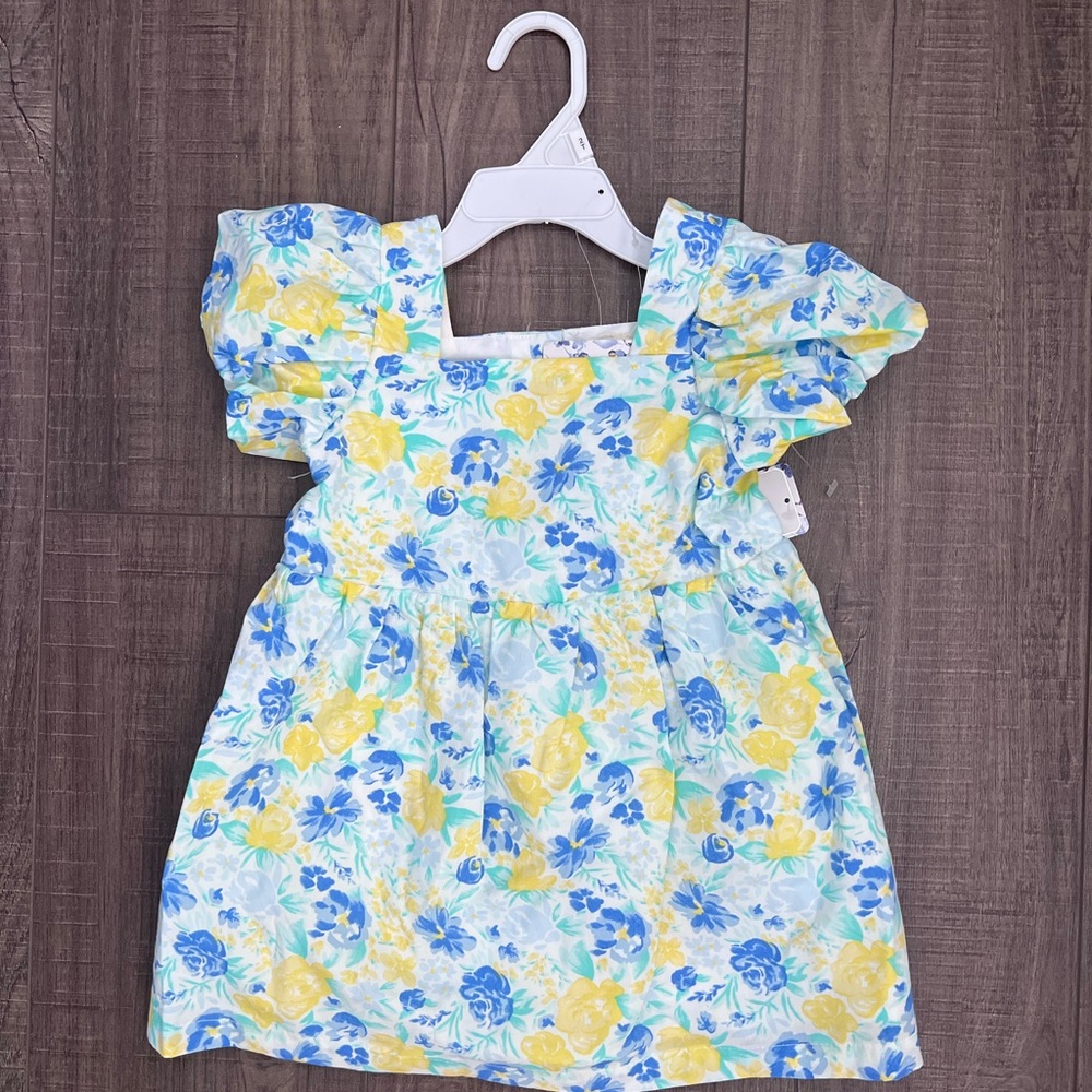 Floral Blue and Yellow Kids Dress